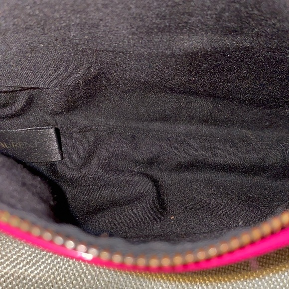 YSL Beauty Fusha Front Zipper Patent Cosmetic Makeup Pouch EUC - Picture 9 of 11